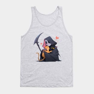 Grim Reaper and His Cats. Spooky Month, Spooky Love Tank Top